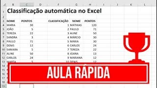 Como Classificar Automaticamente uma tabela no Excel [upl. by Jumbala]