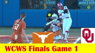 2 Oklahoma vs 1 Texas Softball Highlights 2024 NCAA World Series Finals Game 1 [upl. by Nawek]