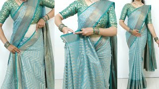 Beginners saree draping tutorial  easy saree draping with perfect pleats  sari draping idea [upl. by Nylatsirhc]