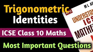 Trigonometric Identities Class 10  Trigonometric Identities ICSE Class 10 Most Important Questions [upl. by Iviv]