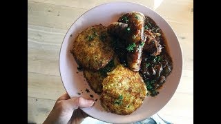 Perfect wintersportgerecht Bratwurst met Zwiebelsauce en Rösti [upl. by Brig]