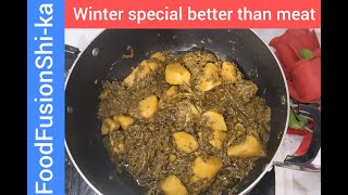 Winter special vegetable spinach potatoآلو پالکhow to make spinach in a very easy wayFFShika [upl. by Euqinotna984]