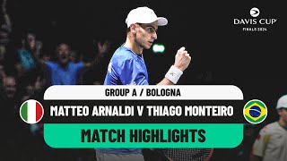 Matteo Arnaldi v Thiago Monteiro Highlights  Italy v Brazil Davis Cup 2024 Finals Group Stage [upl. by Atsed]