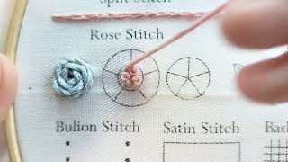 Learning embroidery Rose Stitch sample Part3 [upl. by Queenie]