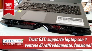 Supporto laptop con ventole di raffreddamento riduce di quasi 10 gradi la temperatura del PC [upl. by Elocan]