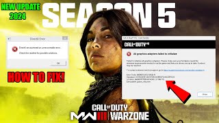 How To Fix Warzone 3 Season 5 GameShipexe error and DirectX crashing [upl. by Calvano]