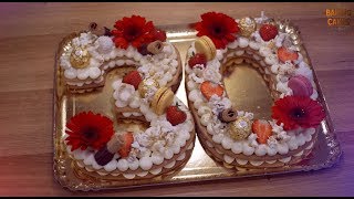 Number Cake  Alphabet Cake  How to Make Cream number Tart Trend cake 2018 [upl. by Acirne]