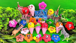 Rainbows SLIME 🌈 Hunting Numberblocks in Rainbow Ice Cream Cone Colorful Satisfying ASMR [upl. by Naitsyrk283]