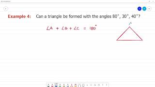 6 TN Maths Term II 4 GEOMETRY Example 4 Can a triangle be formed with angles 80˚ 30˚ 40˚ [upl. by Dnaltruoc]