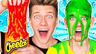 Mystery Wheel of Slime Challenge HOT CHEETOS SLIME Learn How To Make DIY Switch Up Oobleck Food [upl. by Aroz]