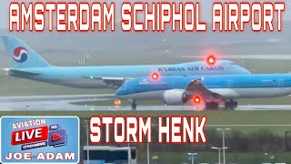 LIVE STORM HENK at Amsterdam Schiphol Airport [upl. by Ecirtaemed]