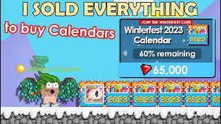 Selling My All Items and Worlds to buy TONS Winterfest Calendar 2023 Giant Eye Head  GrowTopia [upl. by Nnaear]