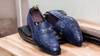 Bespoke Handmade Alligator Print Leather Loafers [upl. by Gilbertson]