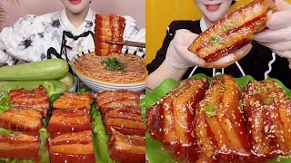 먹방 Spicy China Foods 🌶️  PORK BELLY and Spıcy NOODLES eating sounds Mukbang ASMR [upl. by Selfridge372]