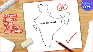 How to draw India map easy  Fast Easy Quick Trick India map drawing [upl. by Aristotle313]