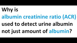 Why is albumin creatinine ratio ACR used to detect urine albumin and not just amount of albumin [upl. by Hajile]