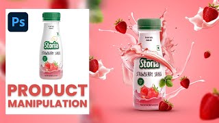 Product Manipulation Tutorial in Photoshop STRAWBERRY SHAKE [upl. by Aleemaj]