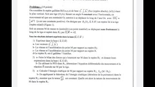 examen 1 partie 1 Mécanique de point matériel S1 Contrôle القنيطرة SMPC SMIA ENSA MIPC MI [upl. by Attenohs]