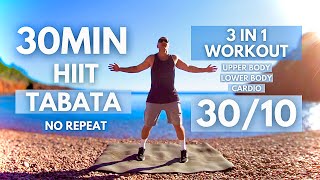 TABATA HIIT 30MIN  Full Body amp Cardio Workout  Tabata 3010 🔥NO REPEAT🔥 [upl. by Laven]