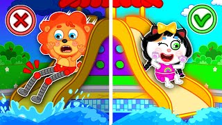 Lion Family  Long Legs vs Short Legs Problems for Kids  Plays in Swimming Pool  Cartoon for Kids [upl. by Avahc]