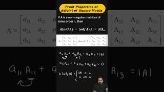 Proof  Aadj A  adj AA  A In  Properties of Adjoint of a Square Matrix  Determinants [upl. by Anaeirb]