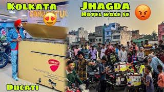 Finally Kolkata Pahuche 😍 or Hotel wale se Tagda Jhagda 😡 DUCATI ki Unboxing se Pehle ❤️ [upl. by Ocirne967]