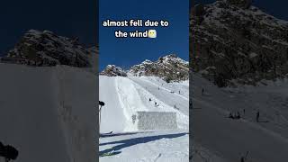 Do not jump during gusts of wind😊😉ski fail winter snow mountains windy weather fall [upl. by Hsina]