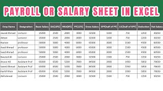 How to make salary sheet  Payroll or Payslip in excel 2016 [upl. by Eiramlatsyrk106]