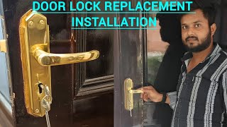 Door Handle Lock Fitting  how to install a door lock डोर लॉक कैसे लगाएं [upl. by Eiramannod]