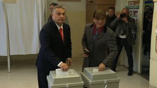 Orban votes in Hungarian election [upl. by Ainaled603]