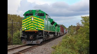 4K Chasing 3 Trains on the Eastern Maine Railway 9182021 [upl. by Llabmik]