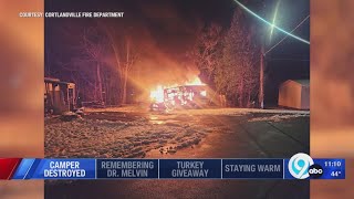 Camper a total loss after fire in Cortland County [upl. by Adyela]