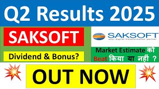 SAKSOFT Q2 results 2025  SAKSOFT results today  SAKSOFT Share News  SAKSOFT Share latest news [upl. by Enreval]