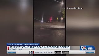 At least 2 confirmed dead in record flooding in Roswell [upl. by Tirzah323]