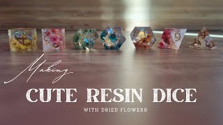 Making cute resin dice with dried flowers [upl. by Eyaf269]