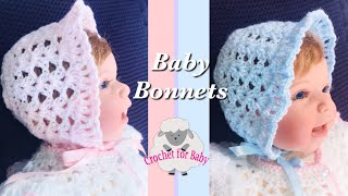 How to crochet Newborn baby bonnet 06M  boy or girl baby caps fast and easy  Crochet for Baby 199 [upl. by Odrareve681]