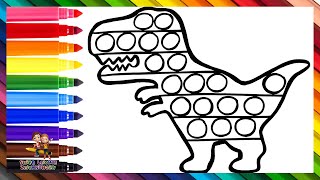 Zeichnen und Ausmalen eines T REX POP IT 🦖🔴🟠🟡🟢🔵🟣 Kinderzeichnungen [upl. by Haliak821]