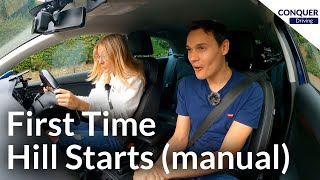 First Time Learning Hill Starts in a Manual Car  Three Methods [upl. by Rehpinnej]