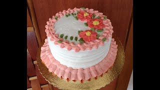 Bolo decorado com flores de chantilly [upl. by Coumas]