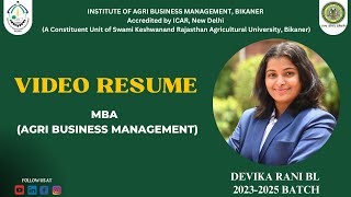 Ms Devika Rani BL  MBA ABM 2325  Video Resume  IABM Bikaner [upl. by Rettig]