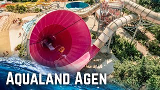 Giant Water Park in France Aqualand Agen  All Water Slides [upl. by Nohsed]