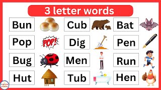 Three letter words  three letter words in english  3 letter word  Phonics for Kids  Preschool [upl. by Nekciv896]