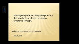 30 Meningeal syndrome the pathogenesis of its individual symptoms Meningism syndrome concept [upl. by Georgy]