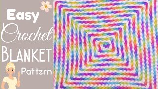 Continuous Spiral Crochet Blanket 🧶 Easy Spiral Granny Square Crochet Baby Blanket 🌈 Picasso [upl. by Kaehpos665]