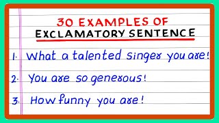 EXCLAMATORY SENTENCES  5  10  20  30 EXCLAMATORY SENTENCE  IN ENGLISH GRAMMAR [upl. by Felita]