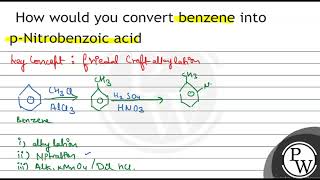 How would you convert benzene into pNitrobenzoic acid [upl. by Aronael906]