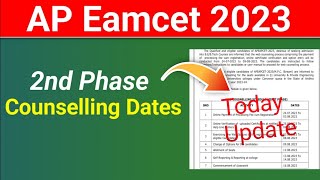 AP Eamcet 2023 2nd Phase Counselling Dates Important Update [upl. by Aisatnaf]