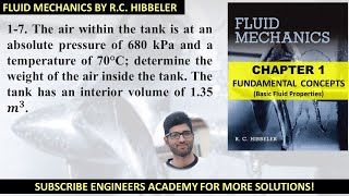 17 Determine the weight of the air inside the tank Chapter 1 Fluid Mechanics Hibbeler [upl. by Ahsieym]