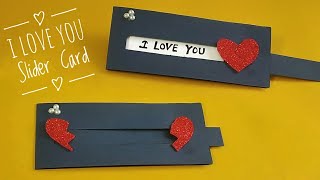 I love you Slider card tutorial  Heart slider card making valentine day card making idea [upl. by Wang585]