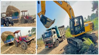 JCB 205 Excavator with Tata Dumper Site Visit  Mahindra Novo पराली का सदुपयोग करेंगें Trolley Full [upl. by Shotton]